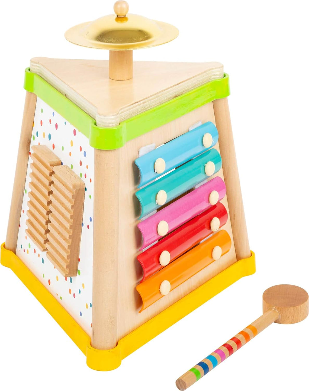 small foot Musikdreieck "Sound" aus Holz, Instrument mit Trommel, Xylophon, Becken und Klanghölzern,