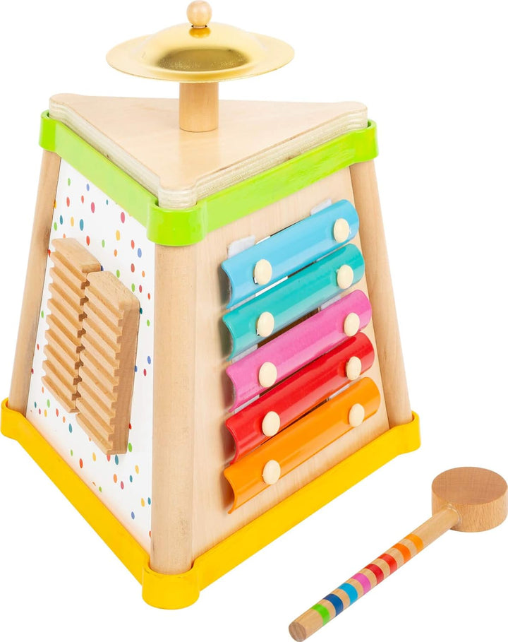 small foot Musikdreieck "Sound" aus Holz, Instrument mit Trommel, Xylophon, Becken und Klanghölzern,