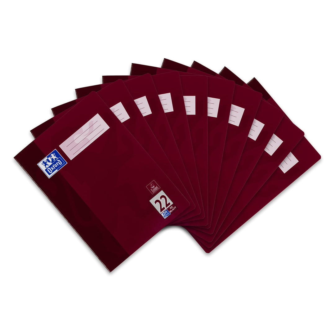 Oxford Schulheft A4, 32 Blatt, Lineatur 22, kariert, 10 Stück 10 Stück Lineatur 22 - kariert, 10 Stü