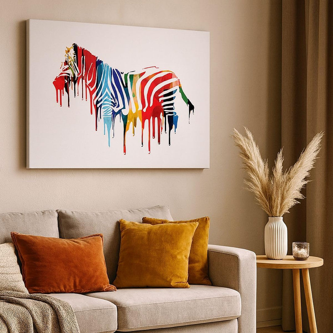 Bilder auf Leinwand 100x70cm Leinwandbild Zebra Detail digital wild Gross Wanddeko Bild Schlafzimmer