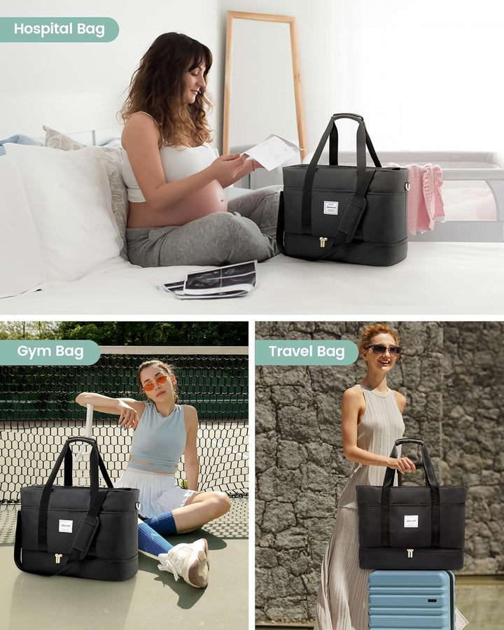 LOVEVOOK Reisetasche Damen, Wasserdicht Weekender Travel Duffel Bag mit Schuhfach, Kliniktasche Gebu
