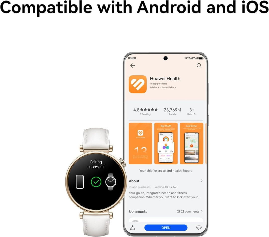 Huawei Watch GT 4 46mm Smartwatch, Oktagon Design, Bis zu 2 Wochen Akkulaufzeit‌, Erweitertes 24/7 G