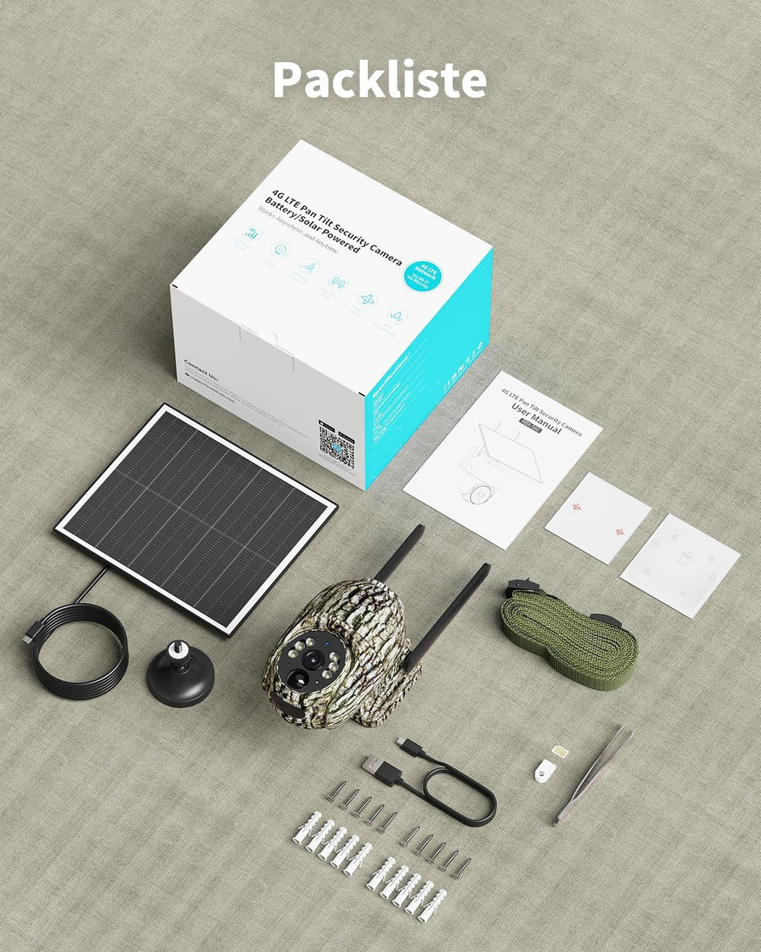 4G Wildkamera mit SIM Karte und Speicherkarte Karte, 2K Solar Wildkamera mit Handyübertragung APP, Ü