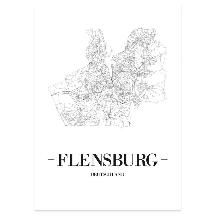 JUNIWORDS Stadtposter, Flensburg, Wähle eine Grösse, 60 x 90 cm, Poster, Schrift A, Weiss 60 x 90 cm