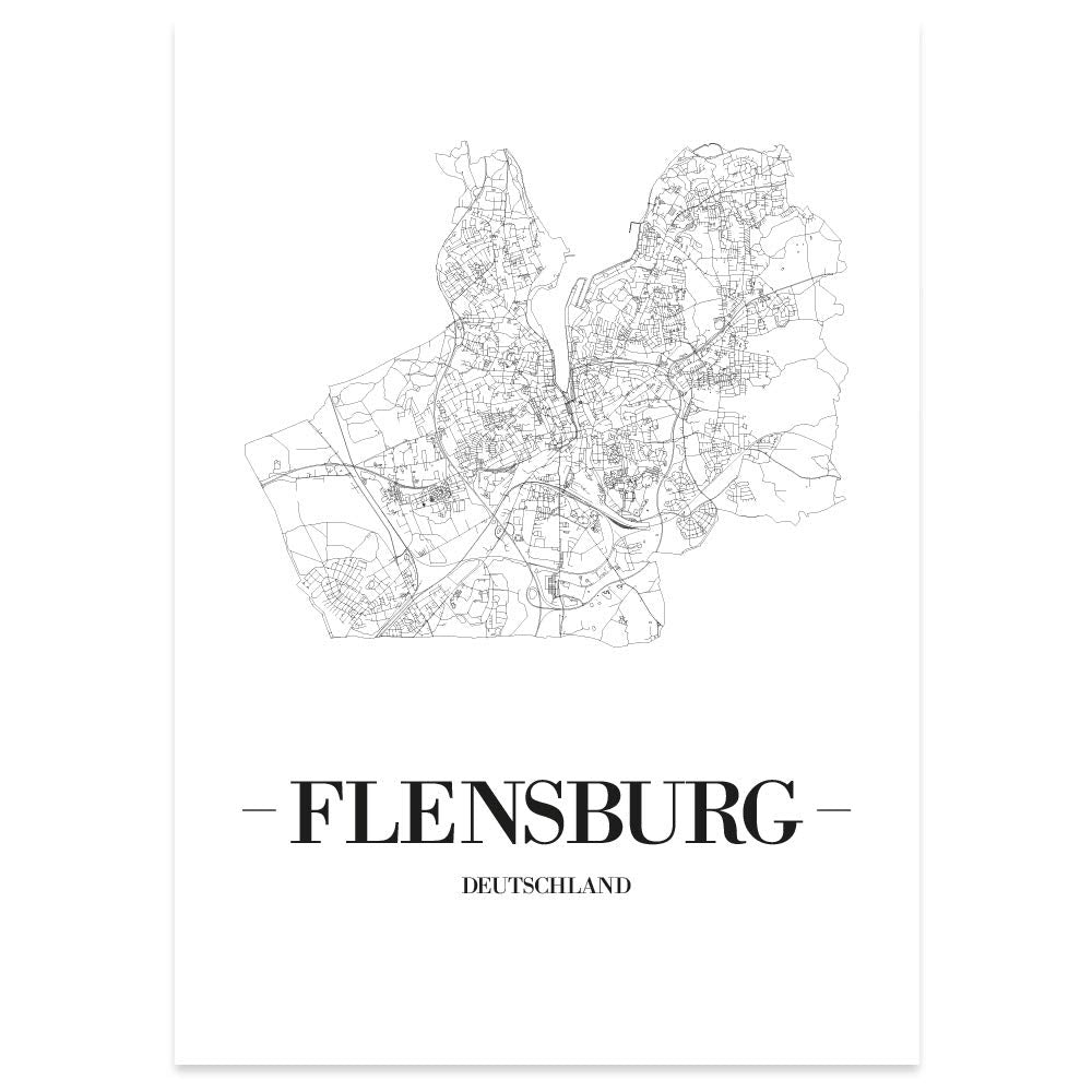 JUNIWORDS Stadtposter, Flensburg, Wähle eine Grösse, 40 x 60 cm, Poster, Schrift A, Weiss 40 x 60 cm