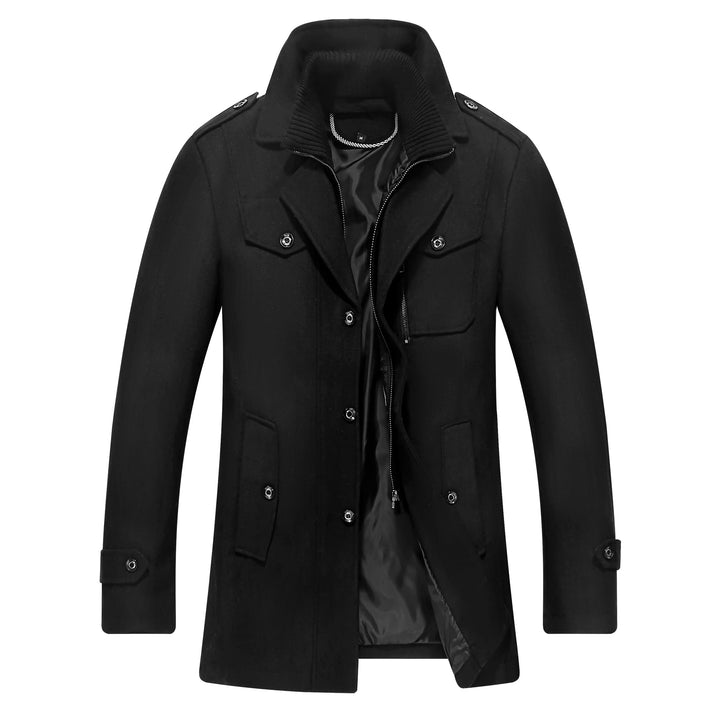 Luckyone Herren Wintermantel Wolle Kurzmantel Herren Wollmantel mit Stehkragen Peacoat Winterjacke f