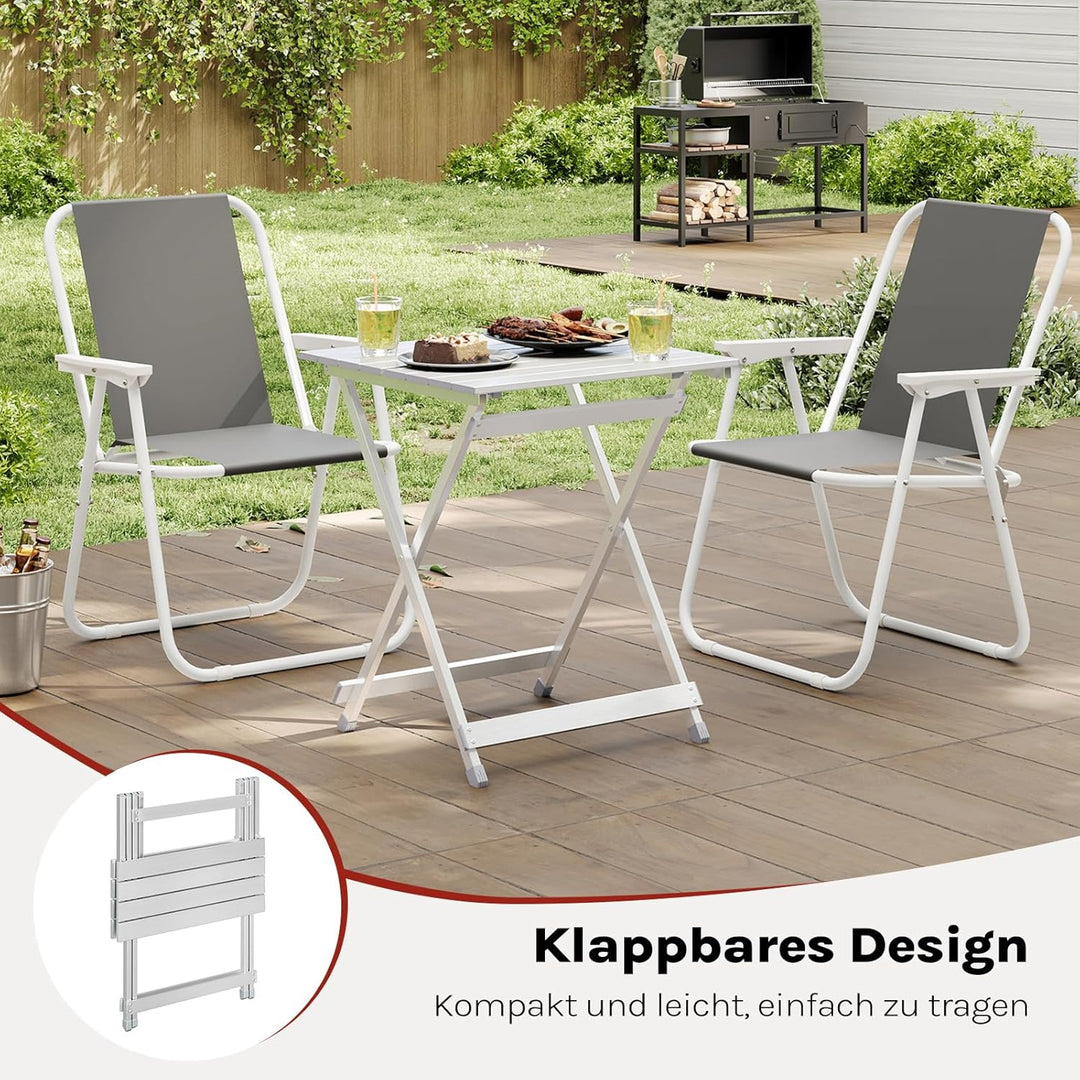 WOLTU Alu Tisch Klapptisch Campingtisch Balkontisch Gartentisch Klappbar aus Aluminium, 50.5x47x59.5