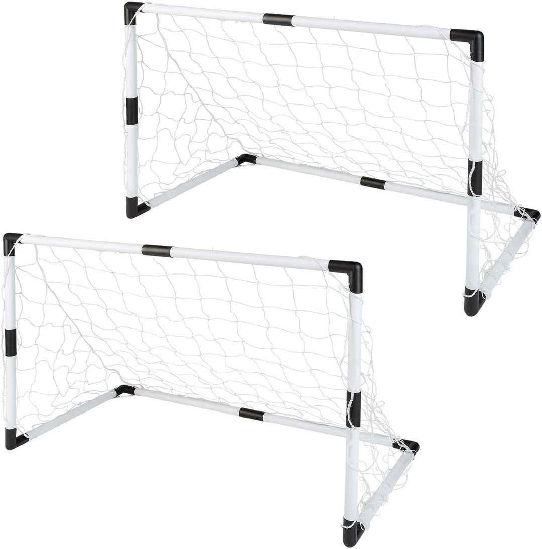 Idena 40465 - 2 Mini Fussballtore aus Kunststoff mit Netz, Ball und Ballpumpe, ab 6 Jahren, ca. 90 x