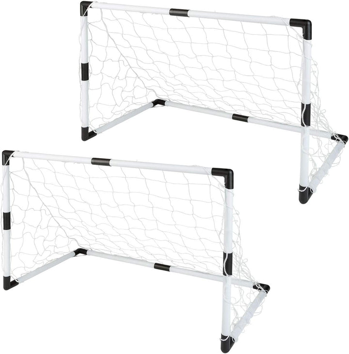 Idena 40465 - 2 Mini Fussballtore aus Kunststoff mit Netz, Ball und Ballpumpe, ab 6 Jahren, ca. 90 x