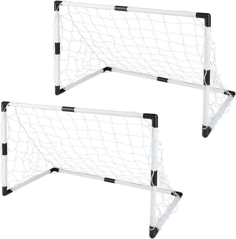 Idena 40465 - 2 Mini Fussballtore aus Kunststoff mit Netz, Ball und Ballpumpe, ab 6 Jahren, ca. 90 x