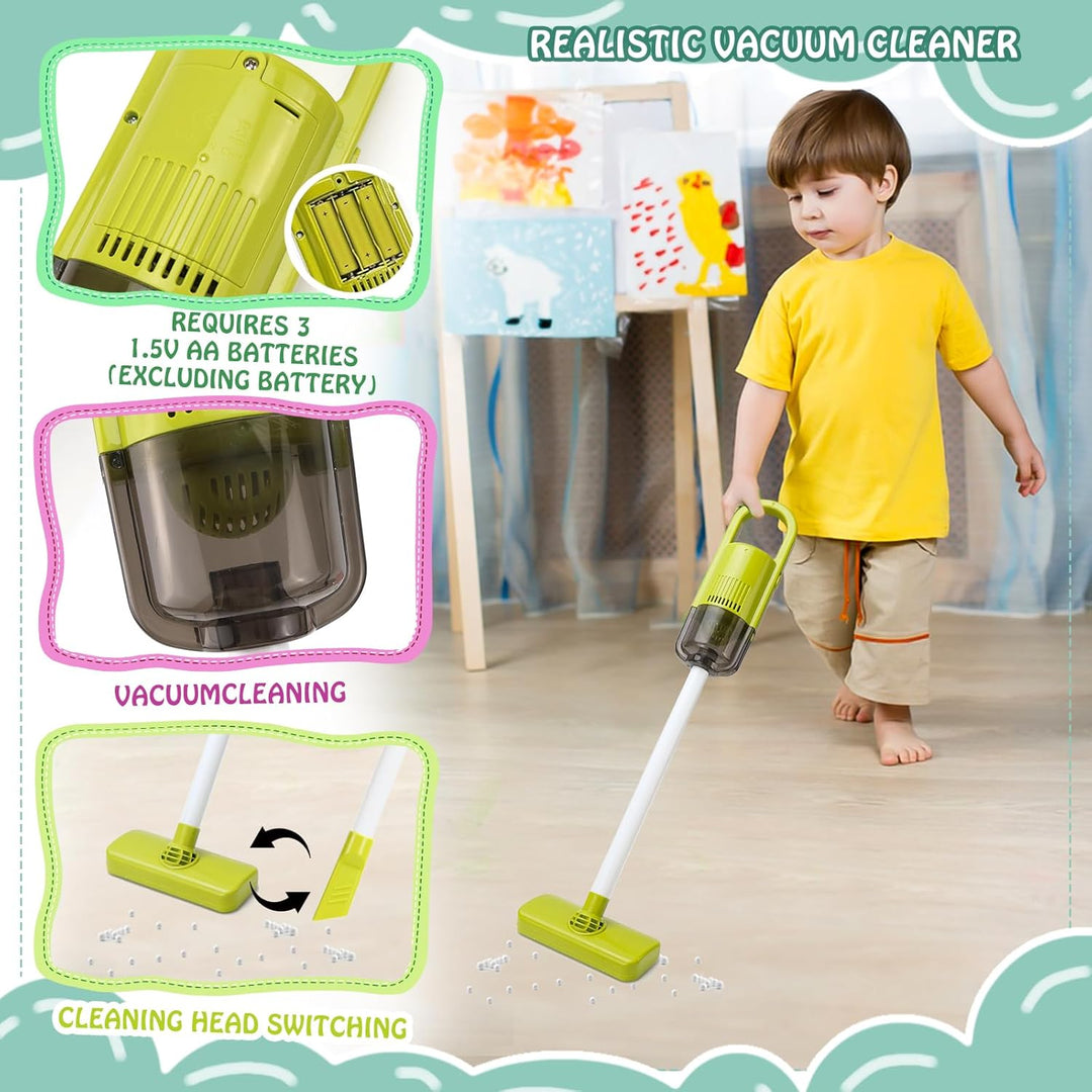 14 PCS Putzset für Kinder, Kinderstaubsauger, Kinderbesen Set Ab 2 Jahre, Putzset für Kinder Mit Sau
