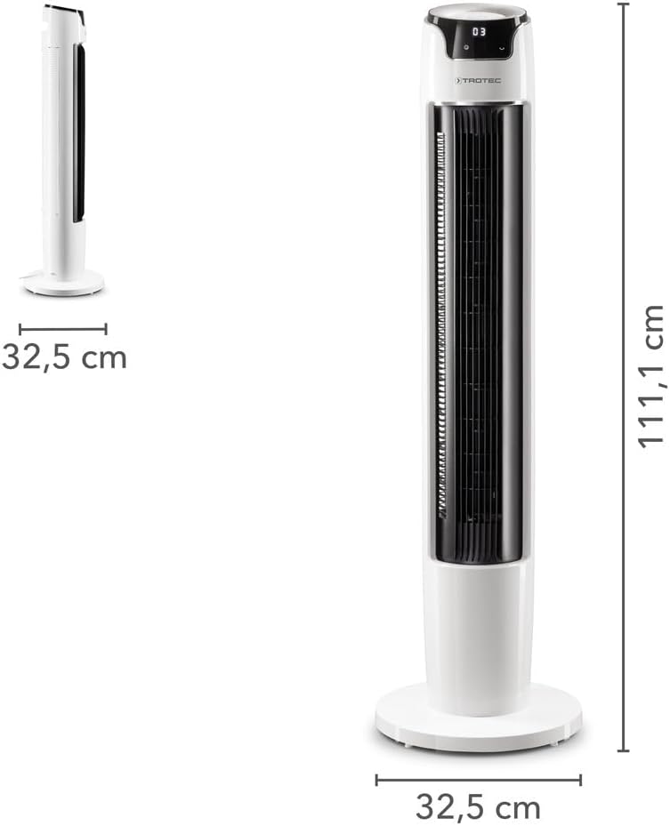 TROTEC Turmventilator TVE 40 T – 45 Watt, Oszillation 60°, 6 Stufen, 111 cm gross, sehr leise, mit F