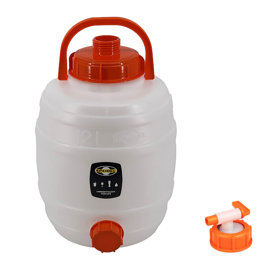 Mostfass 12 Liter mit Auslaufhahn NW10, Gärfass PE (12 L rund) für Most, Wein, Cider, Säfte, Glühwei