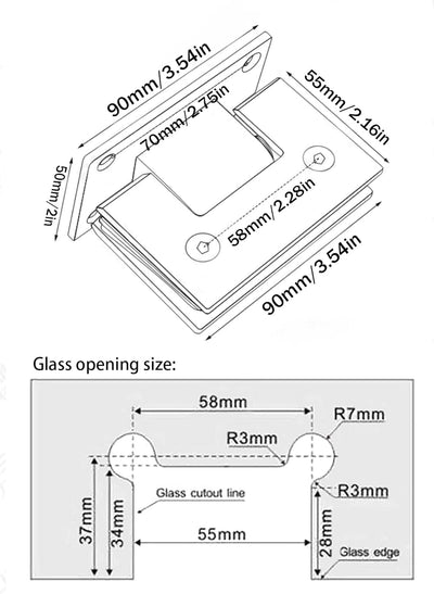 WANLIAN 90°Grad Heavy Duty Bad Klammer, Glas Dusche Türen Scharnier, Edelstahl Glastür Scharnier Qua