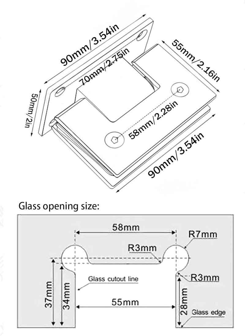 WANLIAN 90°Grad Heavy Duty Bad Klammer, Glas Dusche Türen Scharnier, Edelstahl Glastür Scharnier Qua