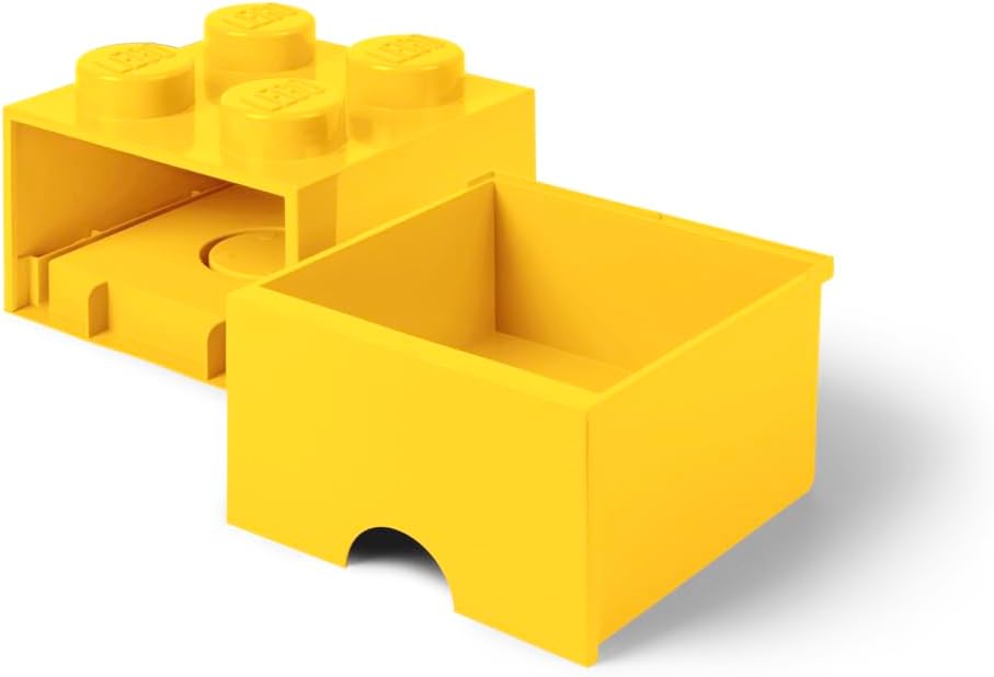 LEGO Stapelbar Aufbewahrungssteine Schublade mit 4 Knöpfe, Gelb, Gelb