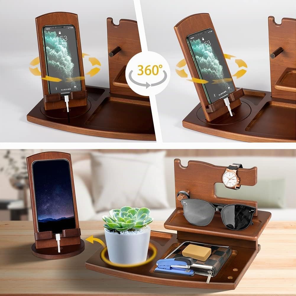 1STKER Weihnachten Geschenke für Männer Geburtstag Holz Telefon Dockingstation Geschenke für Papa Na