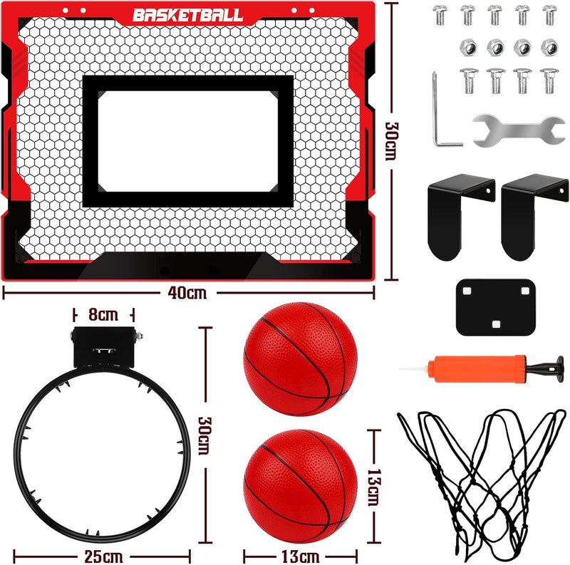 Basketballkorb Indoor Kinder, Geschenk für Jungen 6 8 10, Mini Basketballkorb Zimmer mit 2 Basketbal