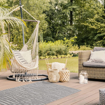 payé Teppich - In- & Outdoorteppich - Grau Meliert - 80x150cm - Teppiche für Balkon Terrasse Garten