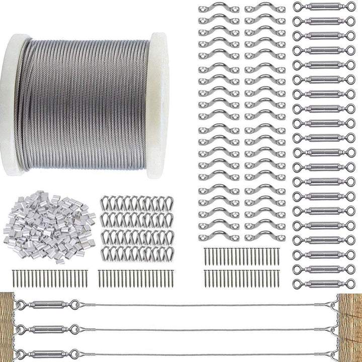 TooTaci Edelstahlseil 3mm Set,122M/3mm Stahlseil mit M5 Spannschlösser Kit,304 Edelstahl Drahtseil &