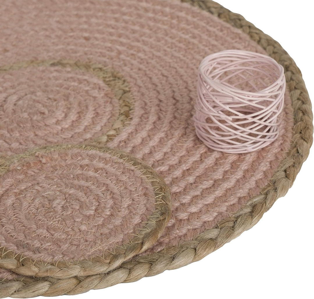 Penguin Home Set mit 12 Jute-Platzsets, Untersetzern und Serviettenringen, rund, handgefertigt von e