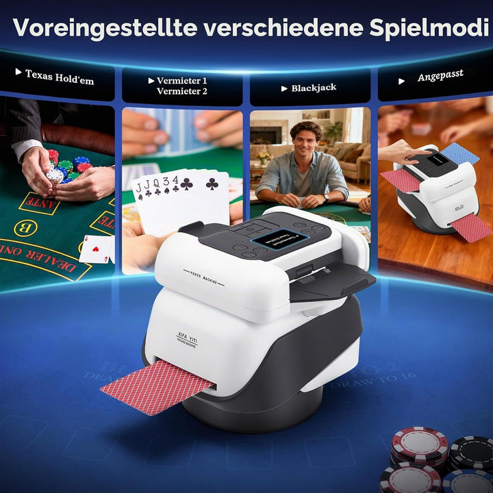 Automatische Kartenmischer und Kartensender 2 in 1, Kartenmischmaschine Kartenmischgerät mit 4 Fernb