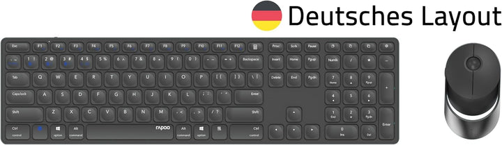 Rapoo 9750M kabelloses Tastatur-Maus Set Wireless Deskset 1600 DPI Sensor wiederaufladbarer Akku fla