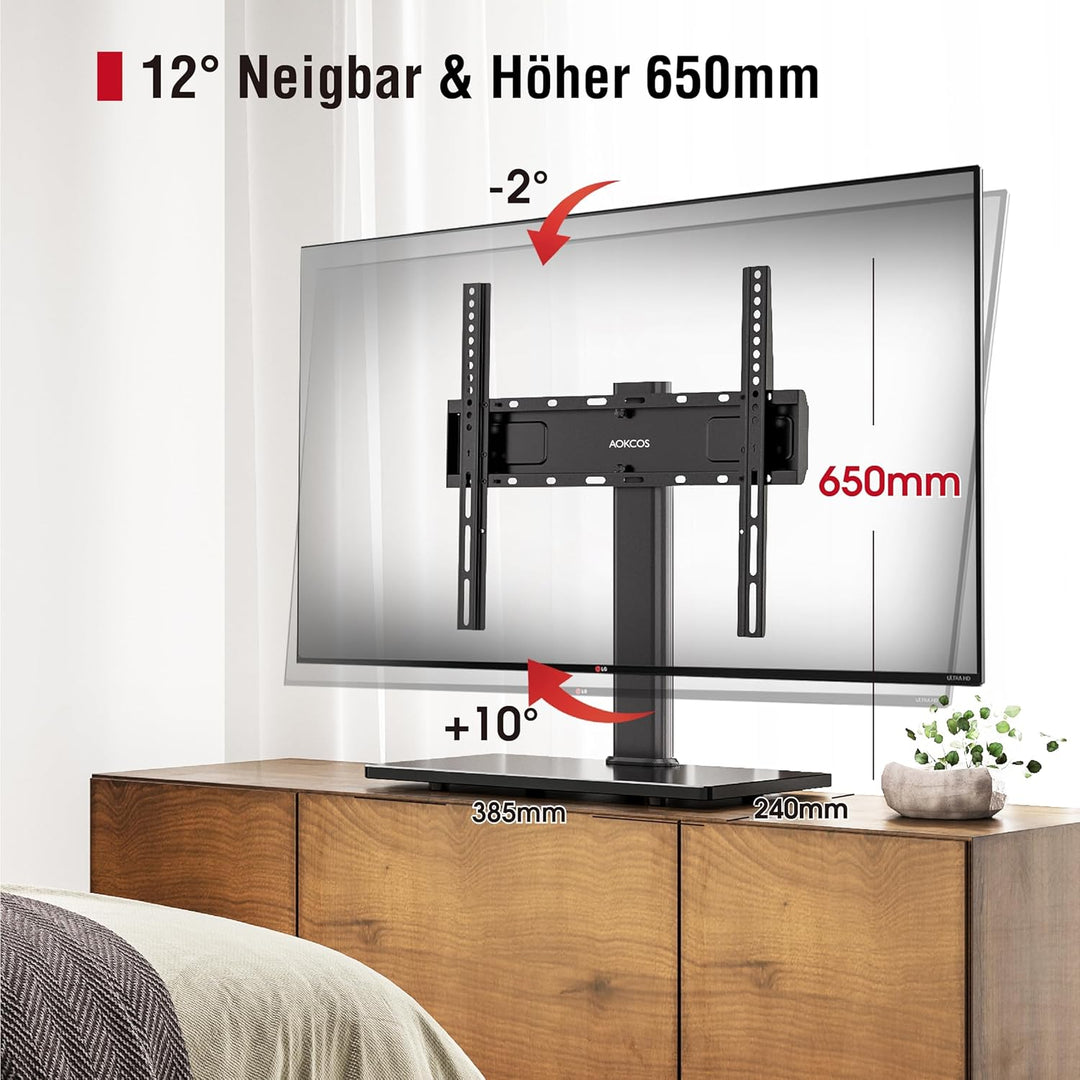 AOKCOS TV Standfuss TV Ständer Neigbar Schwenkbar Höhenverstellbar für 32-55 Zoll Fernseher, Univers