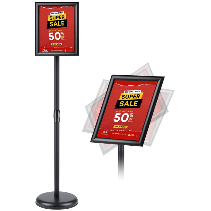 Infoständer DIN A4 210x297mm Höhenverstellbar Edelstahl informationsständer Schawrz (1), 1