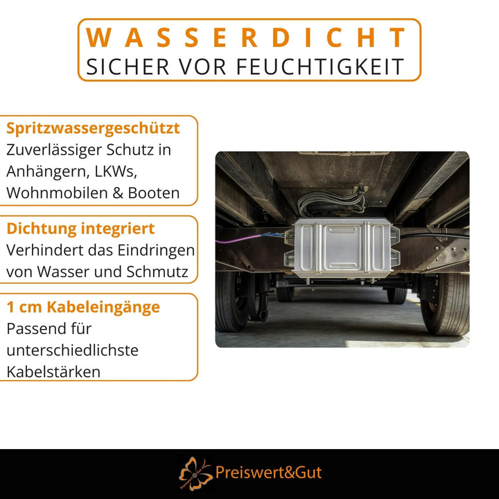 2 STK Verteilerdose 8-polig Anhänger Polyamid 17,1 x 9,3 x 3,3 cm KFZ | Verbindungsdose mit Aluminiu
