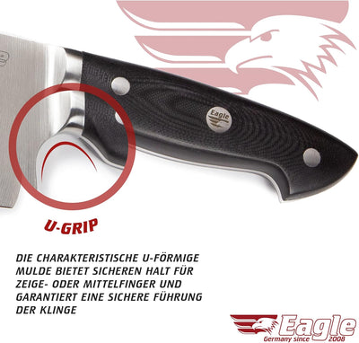 Eagle U-Grip - Brotmesser 26 cm - Deutscher Messerstahl 1.4116 / Heftschalen: G10 schwarz, Deutscher