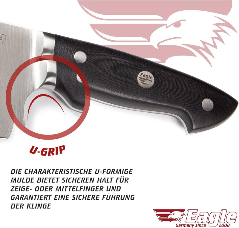 Eagle U-Grip - Brotmesser 26 cm - Deutscher Messerstahl 1.4116 / Heftschalen: G10 schwarz, Deutscher