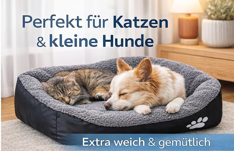 Allvora Hundebett & Katzenbett 54x42 cm – Weiches Haustierbett für kleine Hunde & Katzen, Waschbar,