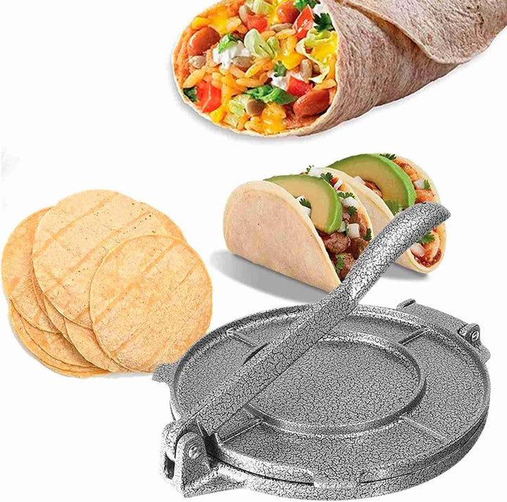 6,5 Zoll Tortilla Pressmaschine, Mais Tortillas Teigpresswerkzeuge Roti Press Küchenzubehör (Grau),