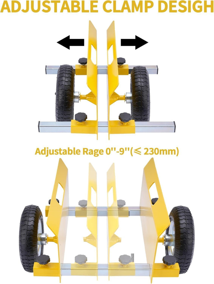 Plattenroller 300 kg Tragfähigkeit, Plattenwagen Klemmbacken 0-230 mm, Plattenklemmwagen mit 8 Zoll