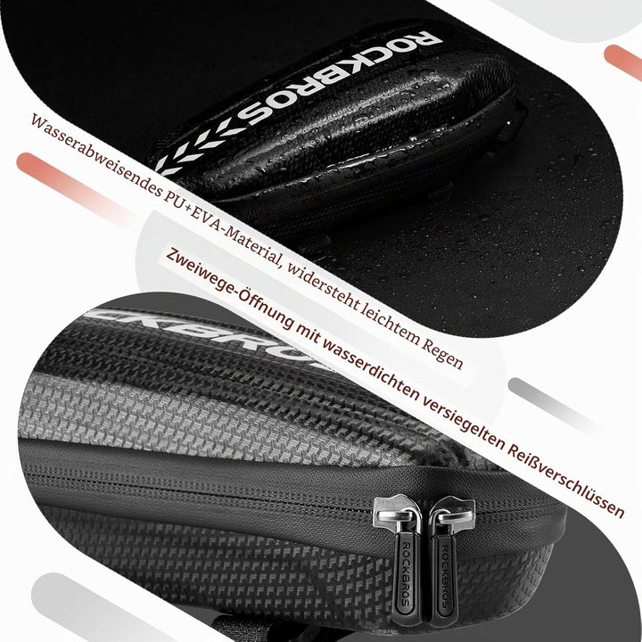ROCKBROS Fahrrad Rahmentasche Wasserdicht Oberrohrtasche für MTB Rennrad Faltrad Schwarz L 1,5L / M