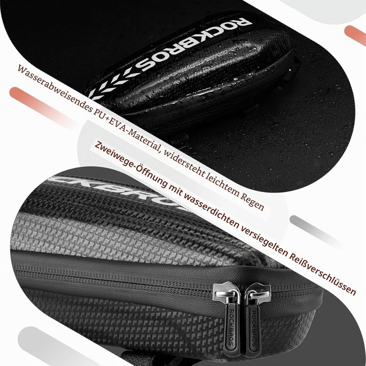 ROCKBROS Fahrrad Rahmentasche Wasserdicht Oberrohrtasche für MTB Rennrad Faltrad Schwarz L 1,5L / M