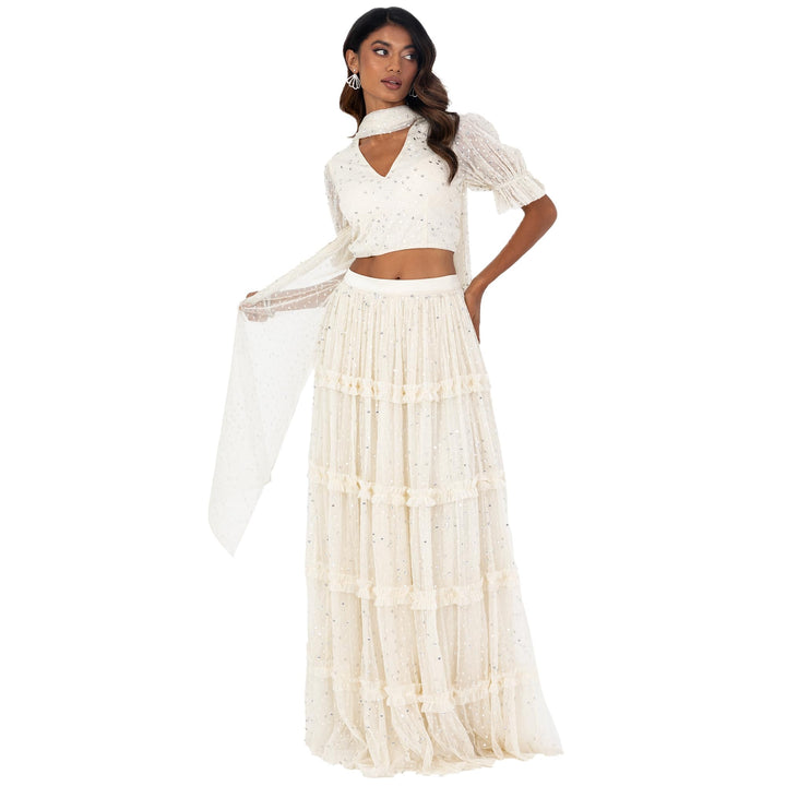 Maya Deluxe Damen Indian Traditional Dress For Women Outfit Lengha Choli Lehenga Saree Skirt And Top