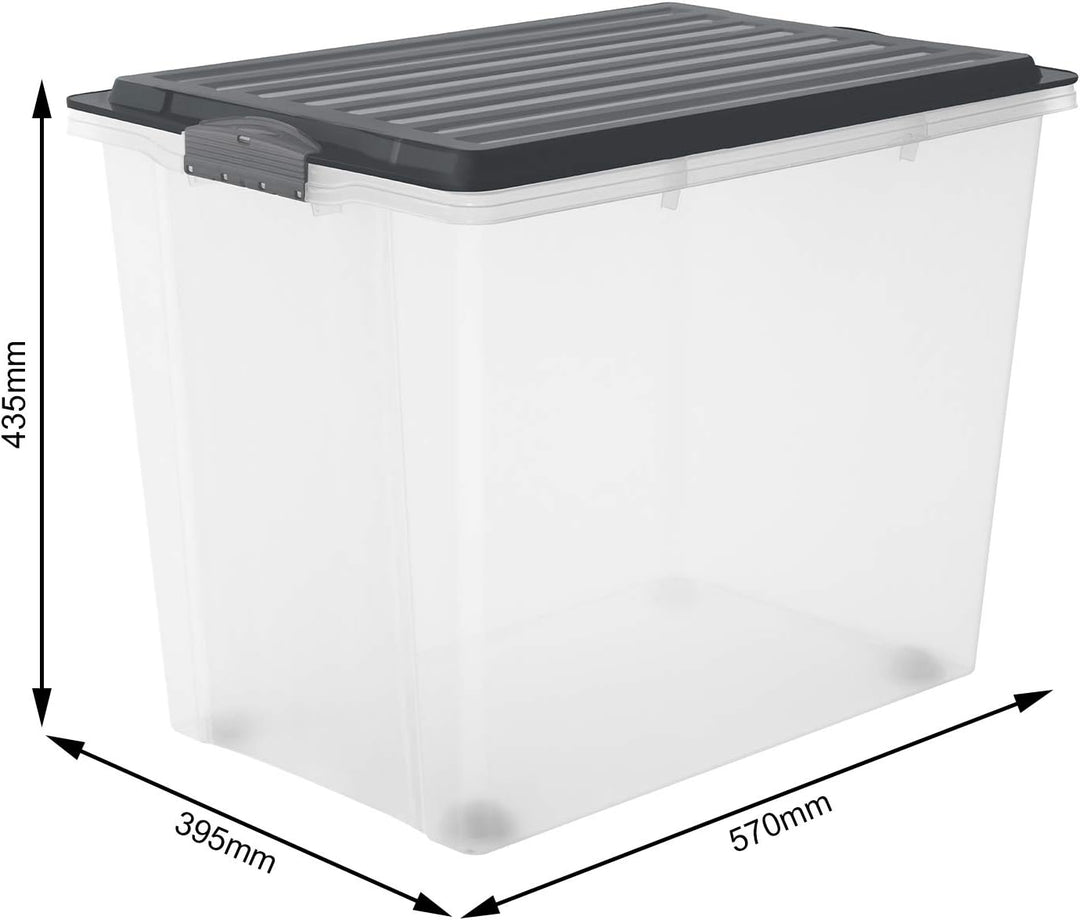 3er-Set Aufbewahrungsbox 70l mit Deckel und Rollen 3x70l Anthrazit/Transparent, 3x70l Anthrazit/Tran