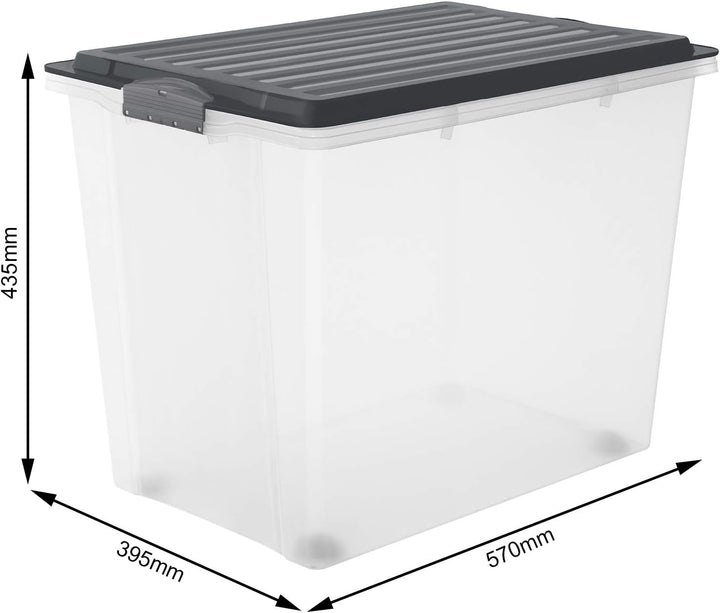 3er-Set Aufbewahrungsbox 70l mit Deckel und Rollen 3x70l Anthrazit/Transparent, 3x70l Anthrazit/Tran