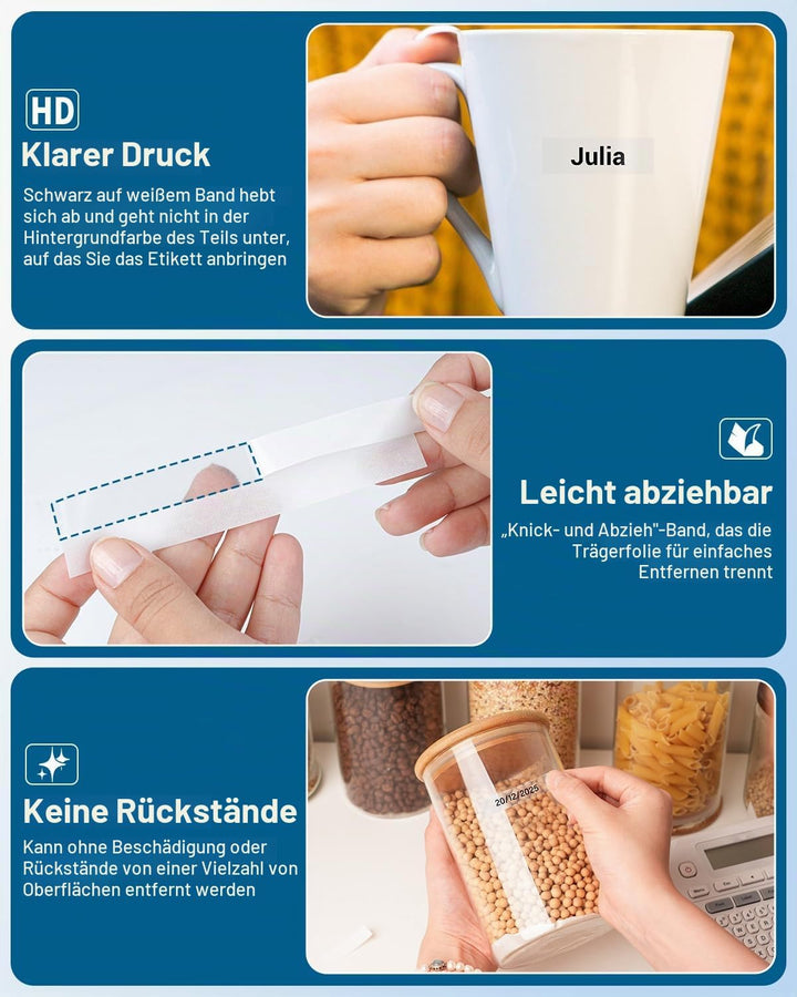 MarkField 6x TZe-131 12mm Clear Bänder Kompatibel mit Brother P-touch | Transparent Schriftband 12mm