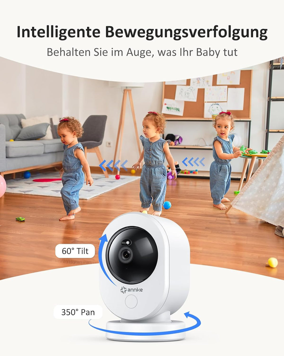 ANNKE 4K WLAN Überwachungskamera für den Innen, 8MP 2,4/5 GHz WLAN Nachtsicht Indoor Hundekamera, Be