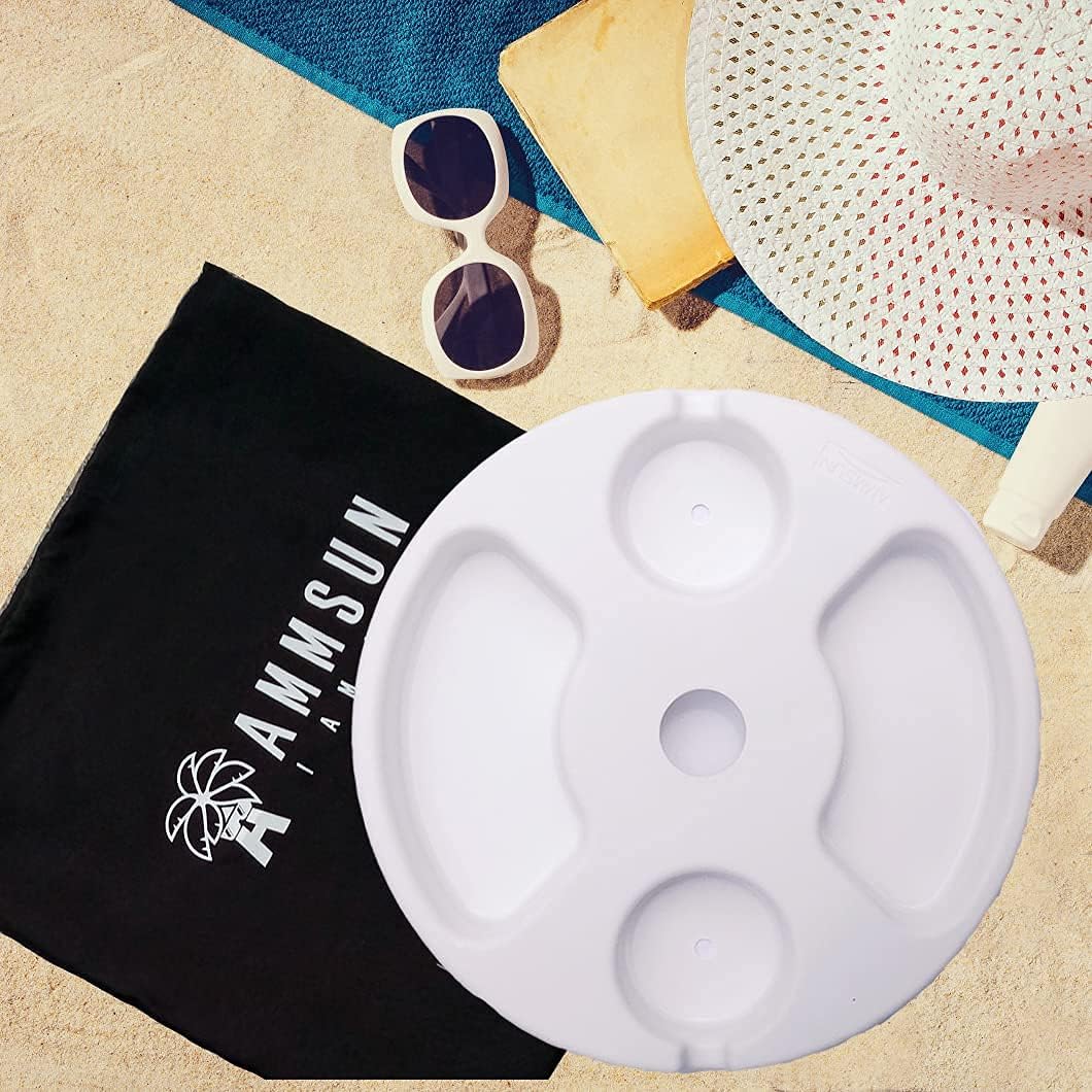 AMMSUN Sonnenschirmtisch aus Kunststoff mit 4 Becherhaltern, Weiss 12 Inch weiss 12 Inch Weiss-30,5