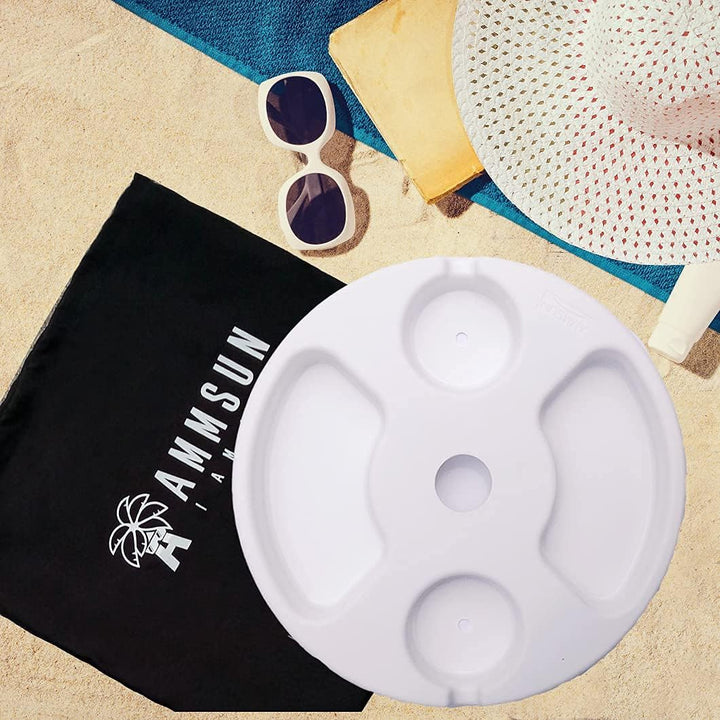 AMMSUN Sonnenschirmtisch aus Kunststoff mit 4 Becherhaltern, Weiss 12 Inch weiss 12 Inch Weiss-30,5