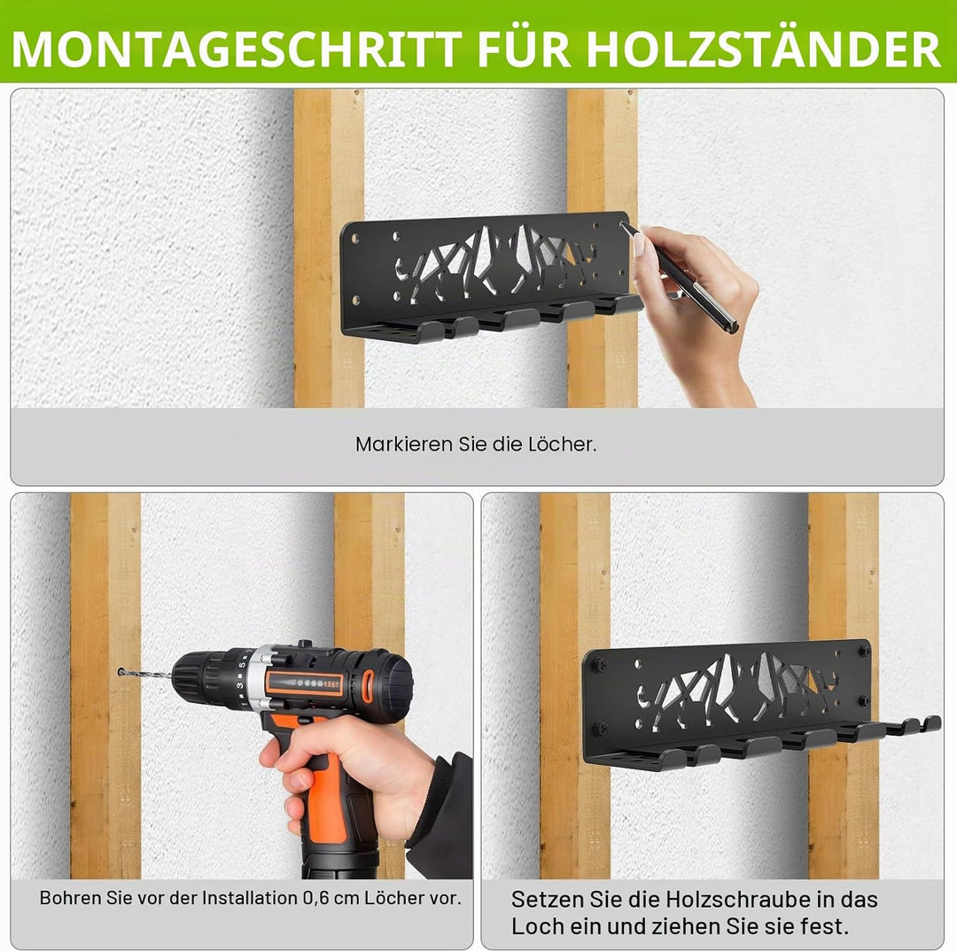 Kipika Vielseitiger Langhantelhalter zur Wandmontage mit Haken, Aufbewahrungsregal für Langhantelsta
