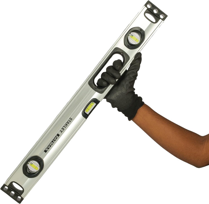 Stanley FatMax Wasserwaage II (60 cm, magnetisch, 1 horizontale/2 vertikale Libellen, Hohlprofil Alu