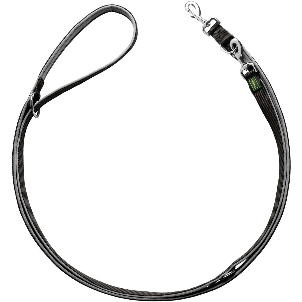 HUNTER NEOPREN Verstellbare Hundeführleine, 2,0 x 200 cm, schwarz/grau 2,0 x 200 cm schwarz/grau, 2,