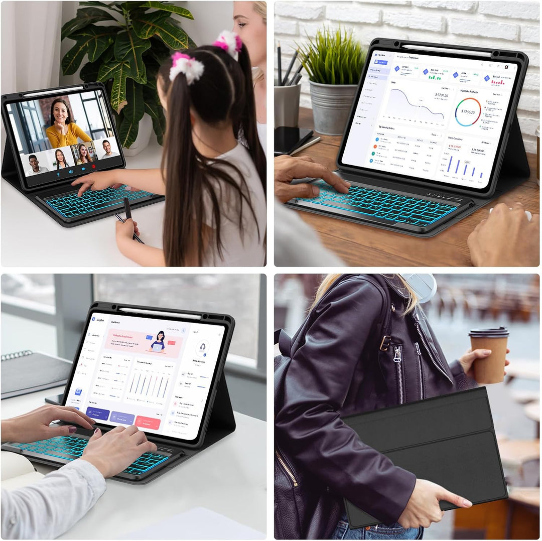 IVEOPPE Hülle mit Tastatur für iPad Pro 12,9 Zoll 6./5./4./3. Generation, Deutsches QWERTZ Layout, M