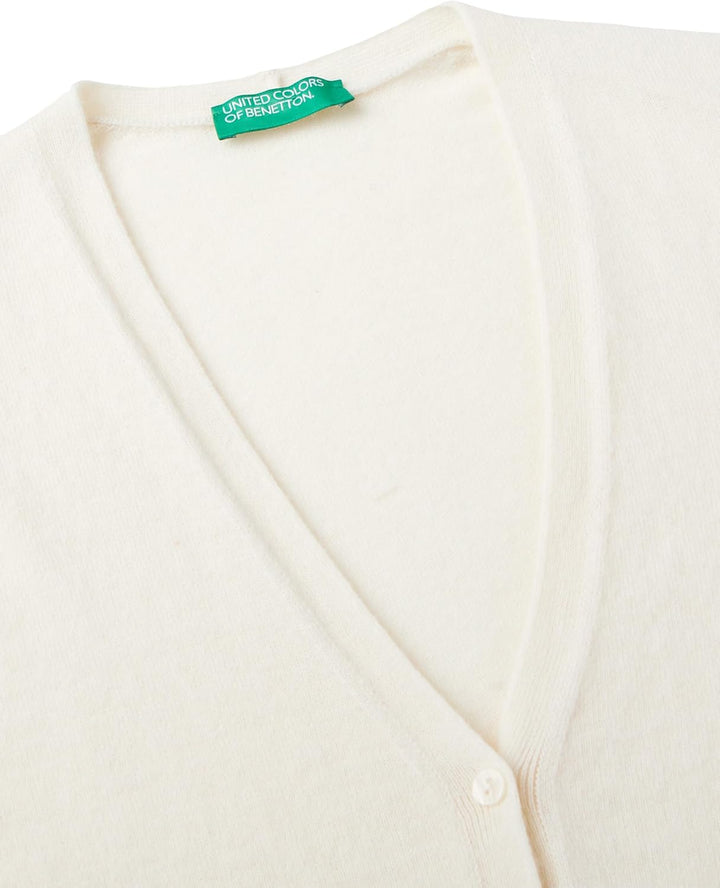 United Colors of Benetton Damen Cardigan M/L 1002d6879 Strickjacke M Weiss, M Weiss