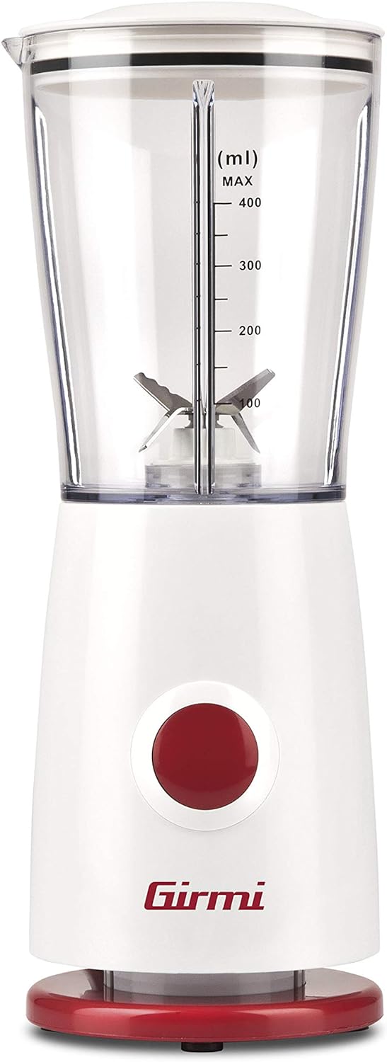 Girmi FR03 Elektrischer Standmixer, 170 W, 4 Klingen aus Edelstahl, 500 ml, Weiss, Weiss